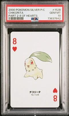 2000 Pokemon Silver Version Part 2 Playing Cards 152b Chikorita 8 Of Hearts PSA 10