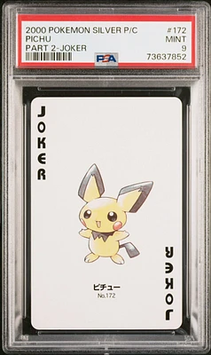 2000 Pokemon Silver Version Part 2 Playing Cards 172 Pichu Joker PSA 9