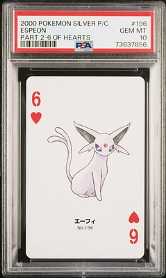 2000 Pokemon Silver Version Part 2 Playing Cards 196 Espeon 6 Of Hearts PSA 10