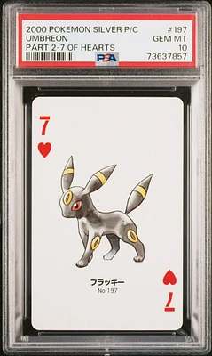 2000 Pokemon Silver Version Part 2 Playing Cards 197 Umbreon 7 Of Hearts PSA 10