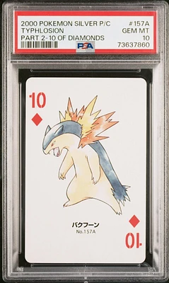 2000 Pokemon Silver Version Part 2 Playing Cards 157a Typhlosion 10 Of Diamonds PSA 10