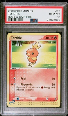 2003 Pokemon Ex Ruby & Sapphire 73 Torchic PSA 10