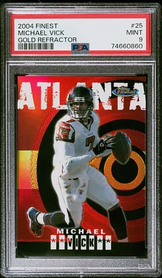 2004 Finest 25 Michael Vick Gold Refractor PSA 9