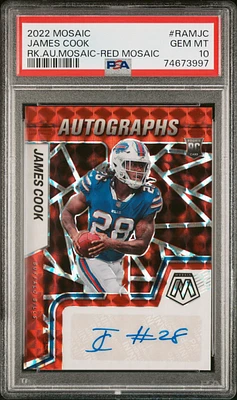 2022 Panini Mosaic Rookie Autograph Mosaic Ramjc James Cook PSA 10