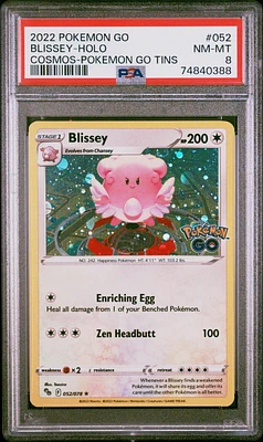 2022 Pokemon Go 052 Blissey-holo Cosmos-pokemon Go Tins PSA 8