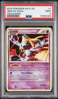 2010 Pokemon Heartgold & Soulsilver Unleashed 1 Jirachi-holo PSA 9