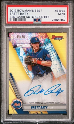 2019 Bowman's Best Best Of 2019 Autographs B19bb Brett Baty Gold Refractor PSA 9