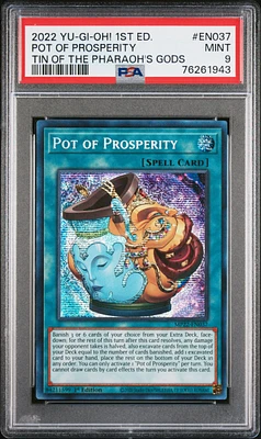 2022 Yu-gi-oh! Tin Of The Pharaoh's Gods En037 Pot Of Prosperity 1st Edition PSA 9