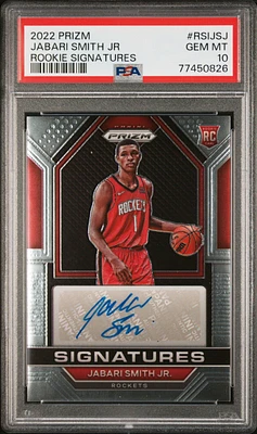 2022 Panini Prizm Rookie Signatures Rsijsj Jabari Smith Jr PSA 10