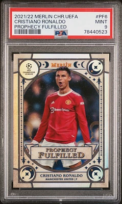 2021-2022 Topps Merlin Chrome Uefa League Prophecy Fulfilled Pf6 Cristiano Ronaldo PSA 9