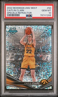 2022 Bowman University Best 50 Caitlin Clark Speckle Refractor PSA 10