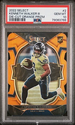 2022 Panini Select 2 Kenneth Walker Iii Die-cut Orange Prizm PSA 10