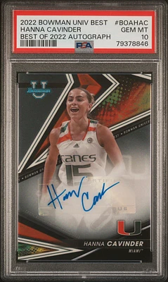 2022 Bowman University Best Best Of 2022 Autograph Boahac Hanna Cavinder PSA 10