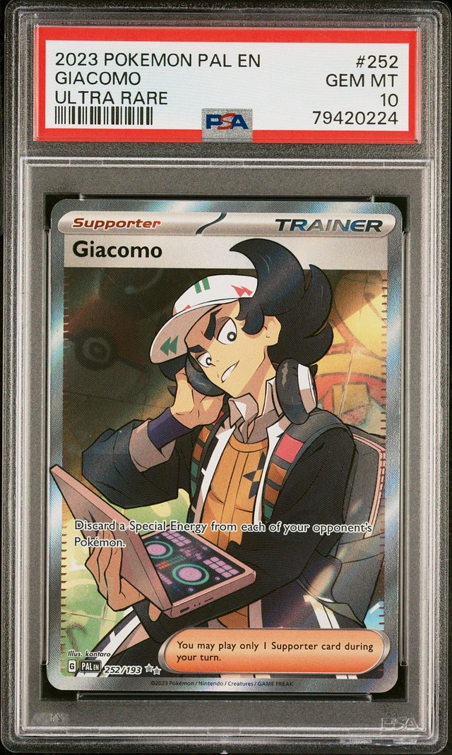 GameStop 2023 Pokemon Pal En-paldea Evolved 252 Giacomo Ultra Rare PSA 10 | MainPlace Mall GameStop 2023 Pokemon Pal En-paldea Evolved 252 Giacomo Ultra Rare PSA 10 | MainPlace Mall