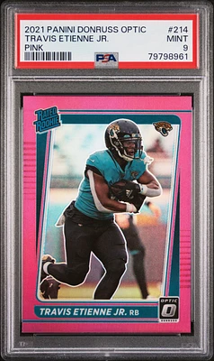 2021 Panini Donruss Optic 214 Travis Etienne Jr. Pink PSA 9