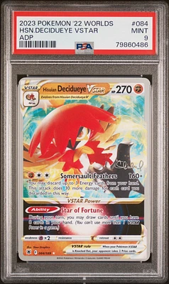 2023 Pokemon 2022 World Championships Deck: Adp 084 Hisuian Decidueye Vstar Adp PSA 9