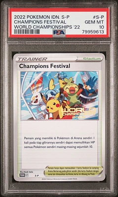 2022 Pokemon Indonesian S Promo S-p Champions Festival World Championships 2022 PSA 10