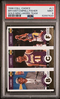 1996 Collector's Choice Lakers Team Set L1 Elden Campbell\derek Fisher\kobe Bryant Gold Mini Lakers Team PSA 9