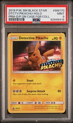 2019 Pokemon Sm Black Star Promo Sm170 Detective Pikachu-holo Detective Pikachu On The Case Figure Collection PSA 9