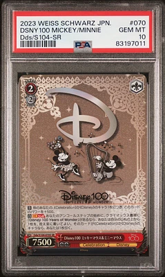 2023 Weiss Schwarz Japanese Disney100 070 Disney100 Mickey Mouse & Minnie Mouse Sr PSA 10