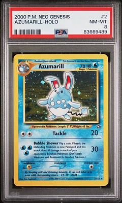 2000 Pokemon Neo Genesis 2 Azumarill PSA 8