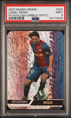 2007 Mundi Cromo Las Fichas De La Liga 542 Lionel Messi Marbled-vertical PSA 9