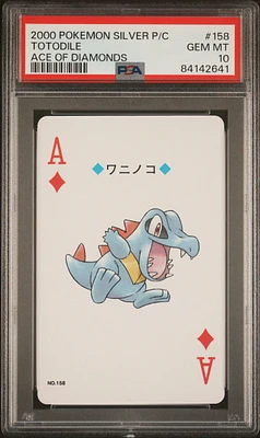 2000 Pokemon Silver Version Playing Cards 158 Totodile Ace Of Diamonds PSA 10