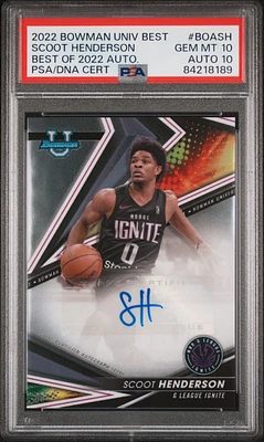 2022 Bowman University Best Best Of 2022 Autograph Boash Scoot Henderson PSA 10