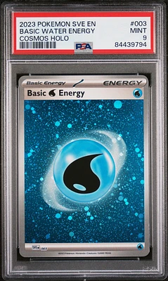 2023 Pokemon Sve En-basic Energies 003 Basic Water Energy Cosmos Holo PSA 9