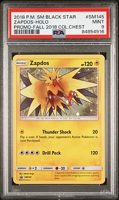 2018 Pokemon Sm Black Star Promo Sm145 Zapdos-holo Fall 2018 Collector Chest PSA 9