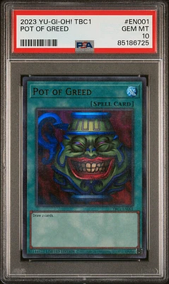 2023 Yu-gi-oh! Tbc1-the Pot Collection En001 Pot Of Greed PSA 10