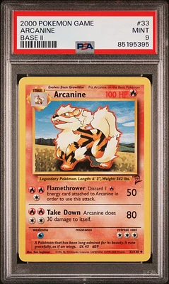 2000 Pokemon Game Base Ii 33 Arcanine PSA 9