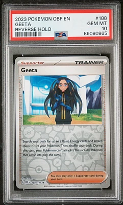 2023 Pokemon Obf En-obsidian Flames 188 Geeta Reverse Holo PSA 10