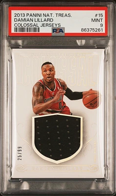 2013 Panini National Treasures Colossal Jerseys 15 Damian Lillard PSA 9