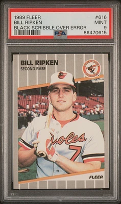 1989 Fleer 616 Bill Ripken Black Scribble Over Error PSA 9