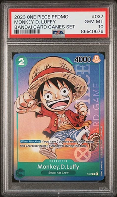 2023 One Piece Promos 037 Monkey D. Luffy Bandai Card Games Set PSA 10