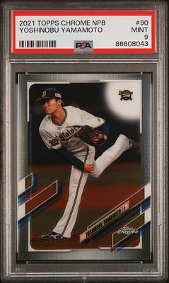 2021 Topps Chrome Nippon Professional Baseball 90 Yoshinobu Yamamoto PSA 9