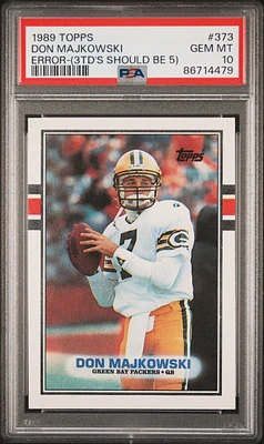 1989 Topps 373 Don Majkowski Error-(3td's In 1987, Should Be 5) PSA 10