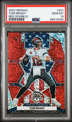 2022 Panini Mosaic 251 Tom Brady Red Sparkle PSA 10