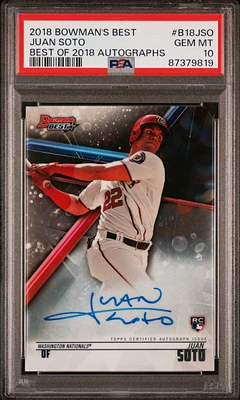 2018 Bowman's Best Best Of 2018 Autographs B18jso Juan Soto PSA 10