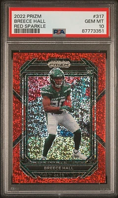 2022 Panini Prizm 317 Breece Hall Red Sparkle PSA 10