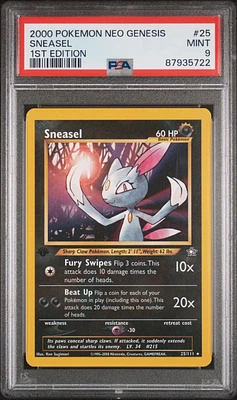 2000 Pokemon Neo Genesis 1st Edition 25 Sneasel PSA 9