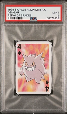 1999 Bicycle Pokemon Mini Playing Cards Red Deck Gengar 4 Of Spades PSA 9