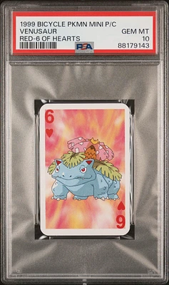 1999 Bicycle Pokemon Mini Playing Cards Red Deck  Venusaur 6 Of Hearts PSA 10