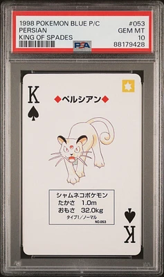 1998 Pokemon Blue Version Playing Cards 053 Persian King Of Spades PSA 10