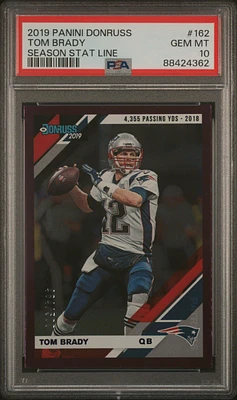 2019 Panini Donruss 162 Tom Brady Season Stat Line PSA 10