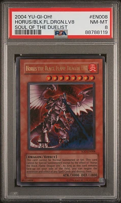 2004 Yu-gi-oh! Sod-soul Of The Duelist En008 Horus The Black Flame Dragon Lv8 PSA 8