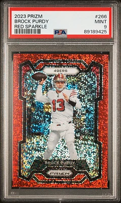 2023 Panini Prizm 266 Brock Purdy Red Sparkle PSA 9