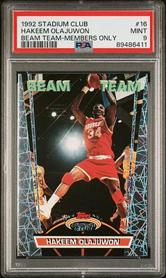 1992 Stadium Club Beam Team 16 Hakeem Olajuwon Members Only PSA 9