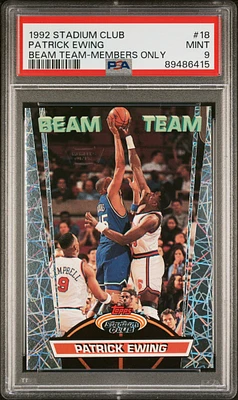 1992 Stadium Club Beam Team 18 Patrick Ewing Members Only PSA 9